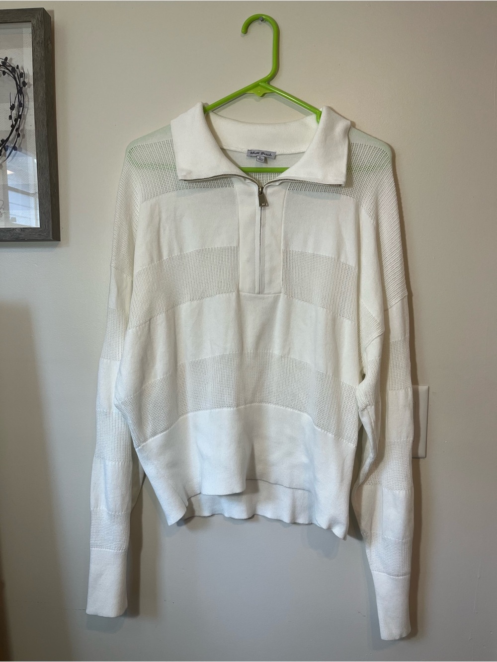 white birch Cream Half-Zip Collared Pullover Sweatshirt